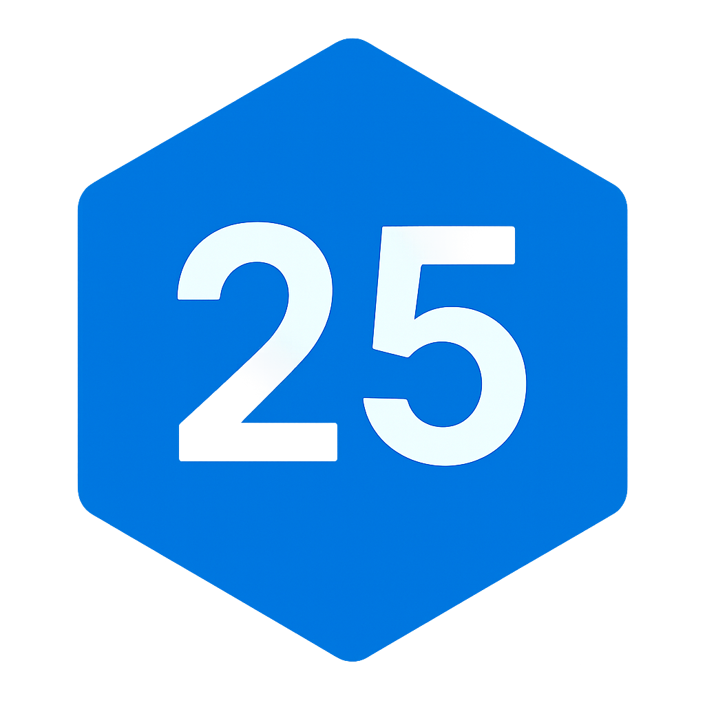 Vaadin 25 hexagonal icon 512px Only with content 25 Use official Vaadin colors