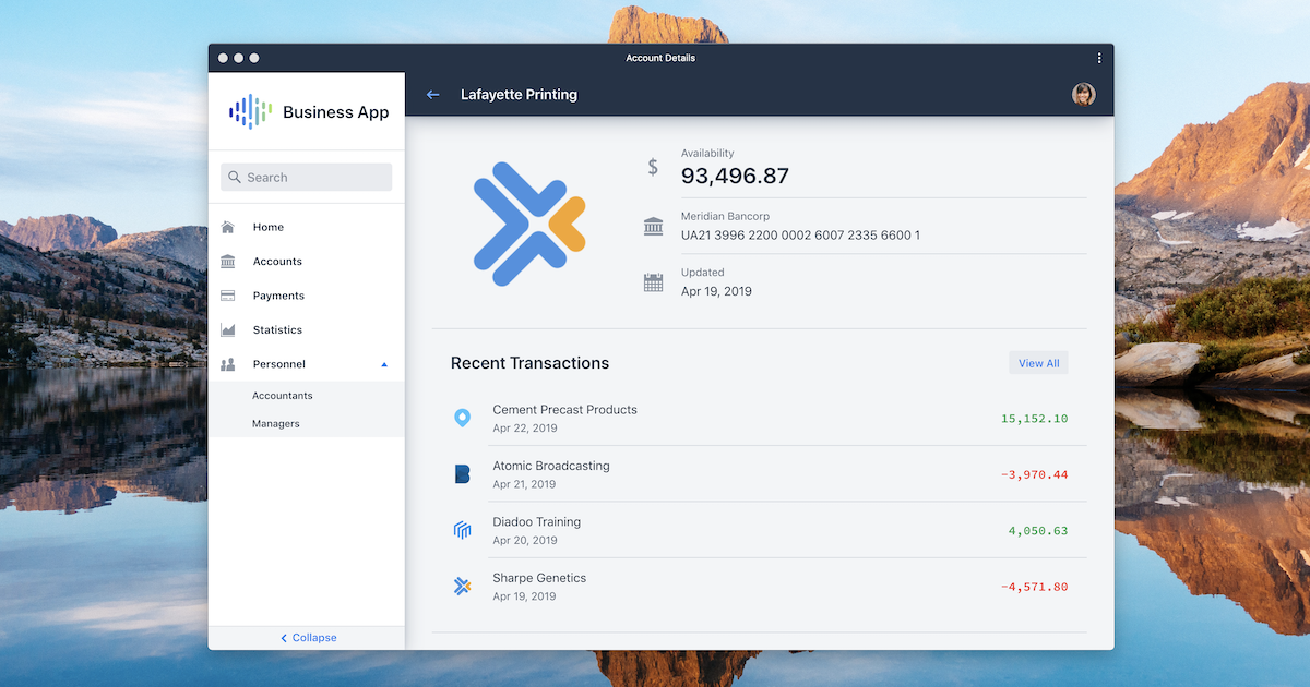 Desktop screenshot of installable Business App Demo