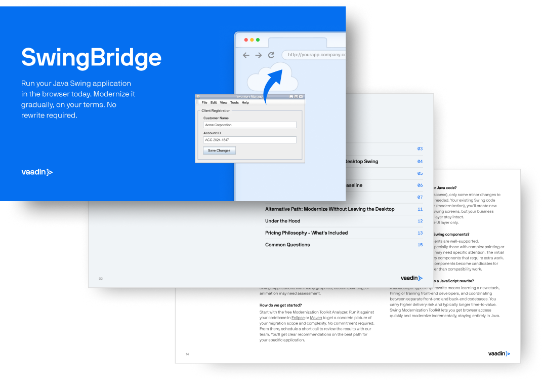 Vaadin SwingBridge Modernization - WhitePaper