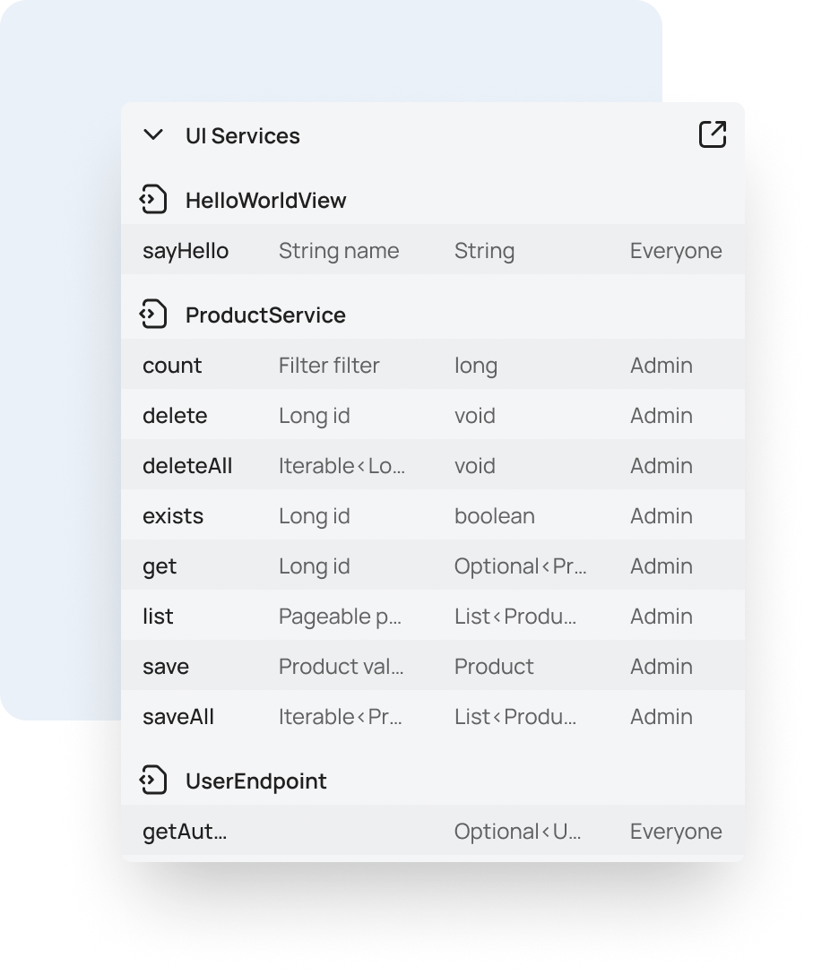 Vaadin Copilot Feature Screencap - UI Services